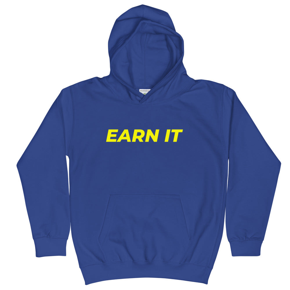 EARN IT Youth Performance Hoodie - Royal Bllue/Yellow - Chad Longworth Velo Shop