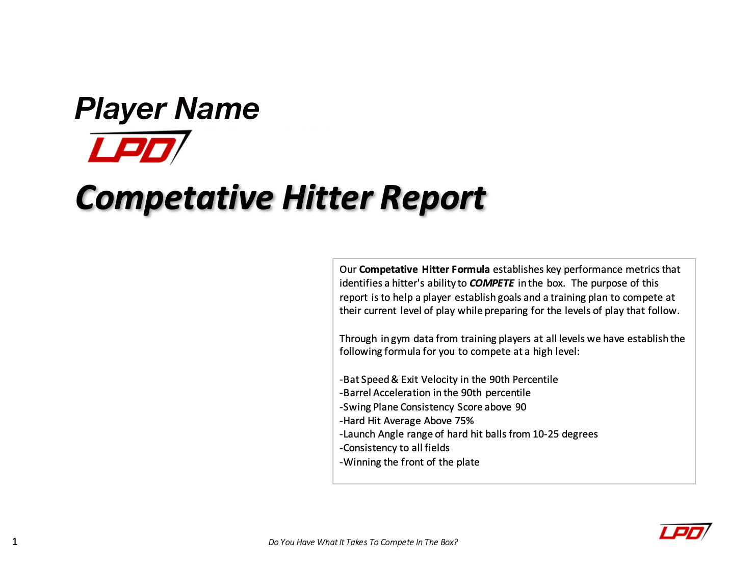 Competitive Hitter Assessment - Chad Longworth Velo Shop